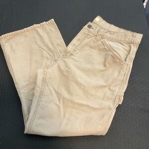 Blue Mountain Pants Mens 38x30 Beige Canvas Carpenter Relaxed Workwear Casual